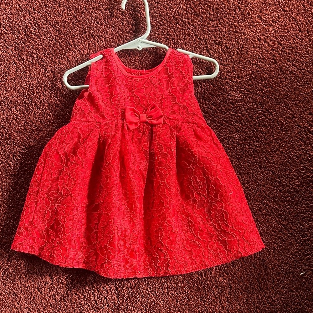 6 for $20 Red Lace Baby Dress with Bow